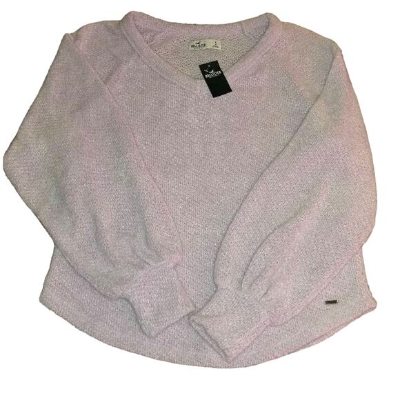 New Womens Soft & Fuzzy Lavender Hollister V-Neck Sweater Bell Sleeve SZ Small - Picture 3 of 5